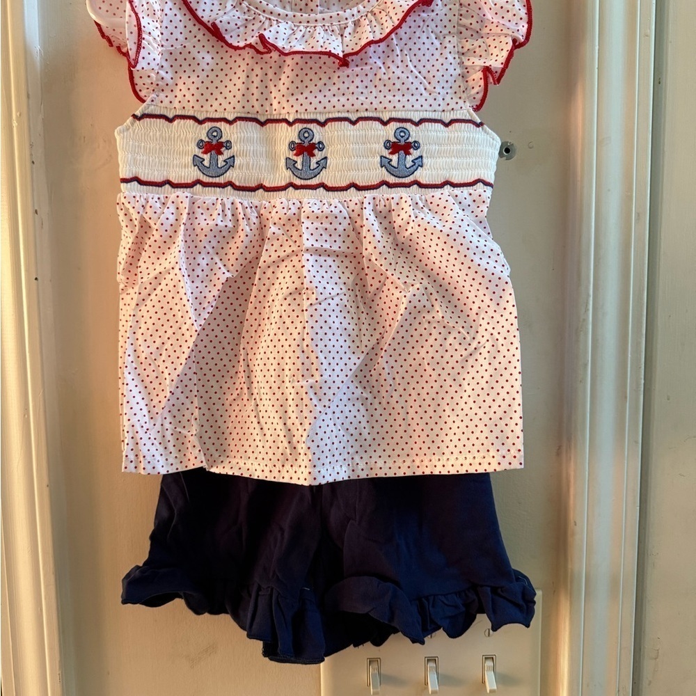 NWT Smocked Anchors Ruffle Short Set - Picture 3 of 8